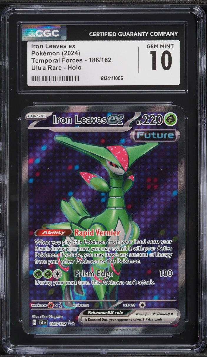 2024 Pokemon Scarlet & Violet Temporal Forces Full Art Iron Leaves ex #186 CGC 10 GEM MINT