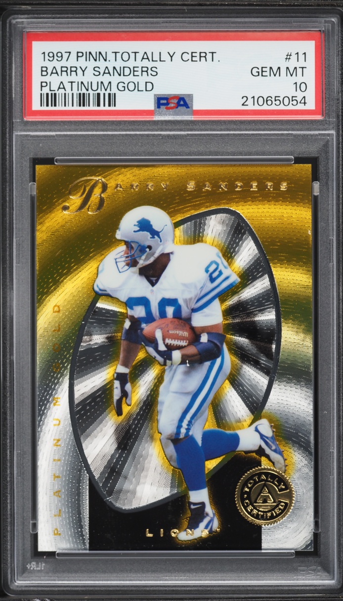 1997 Pinnacle Totally Certified Platinum Gold Barry Sanders /30 #11 PSA 10 GEM MINT - Photo 1