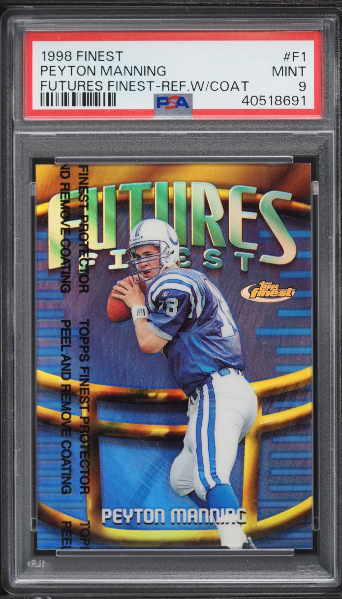 1998 Finest Futures Refractor w/ Coating Peyton Manning ROOKIE /75 #F1 PSA 9 MINT - Photo 1