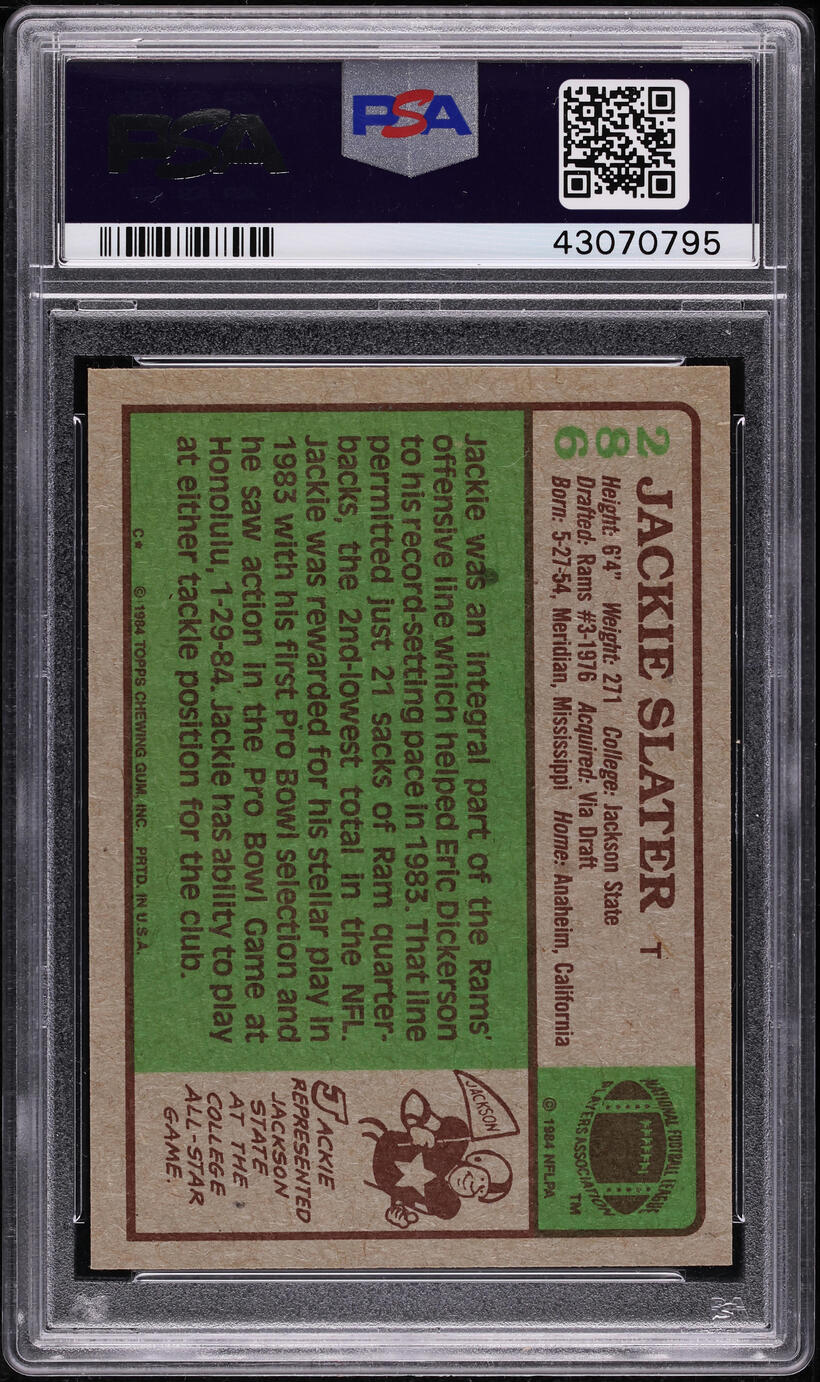 1984 Topps Football Jackie Slater ROOKIE #286 PSA 9 MINT