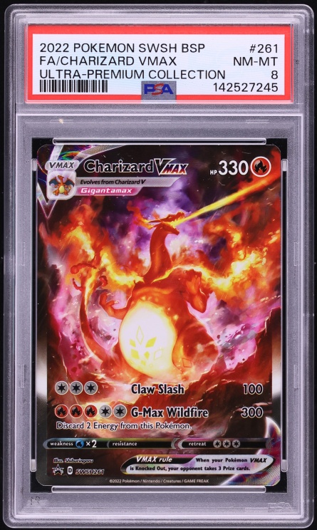 2022 Pokemon Sword & Shield Promo Ultra Premium Full Art Charizard VMAX #SWSH261 PSA 8 NM-MT