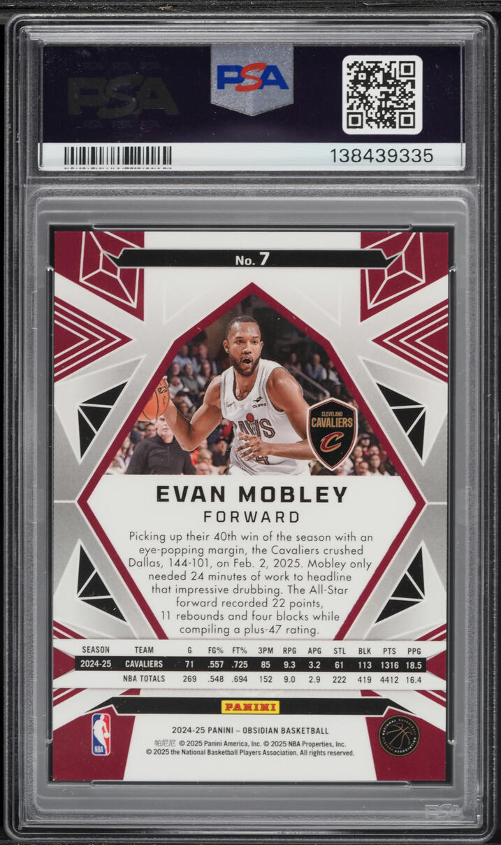 2024 Panini Obsidian Evan Mobley #7 PSA 9 MINT