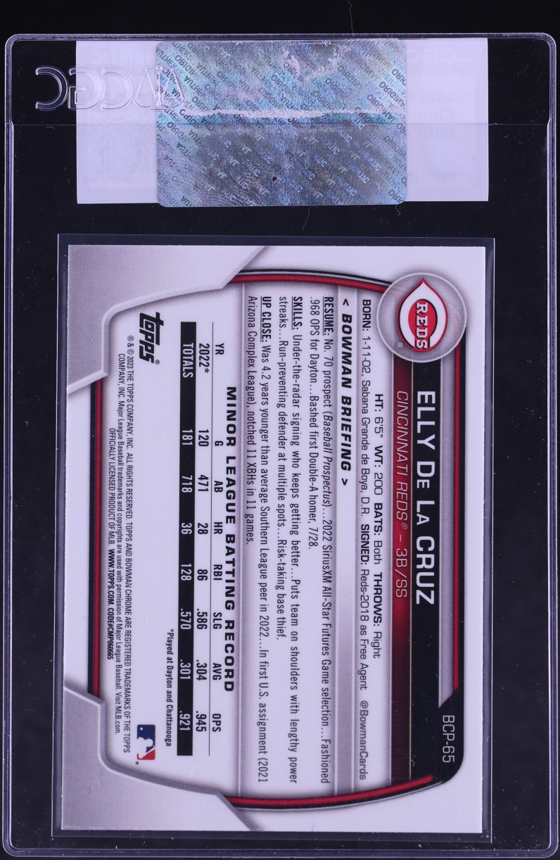 2023 Bowman Chrome Elly De La Cruz PROSPECT #BCP-65 CGC AUTH