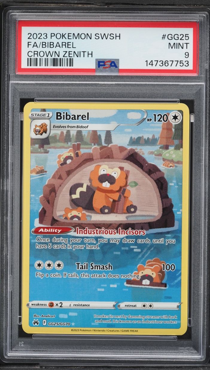 2023 Pokemon Sword & Shield Crown Zenith Galarian Gallery Alt Art Bibarel #GG25 PSA 9 MINT