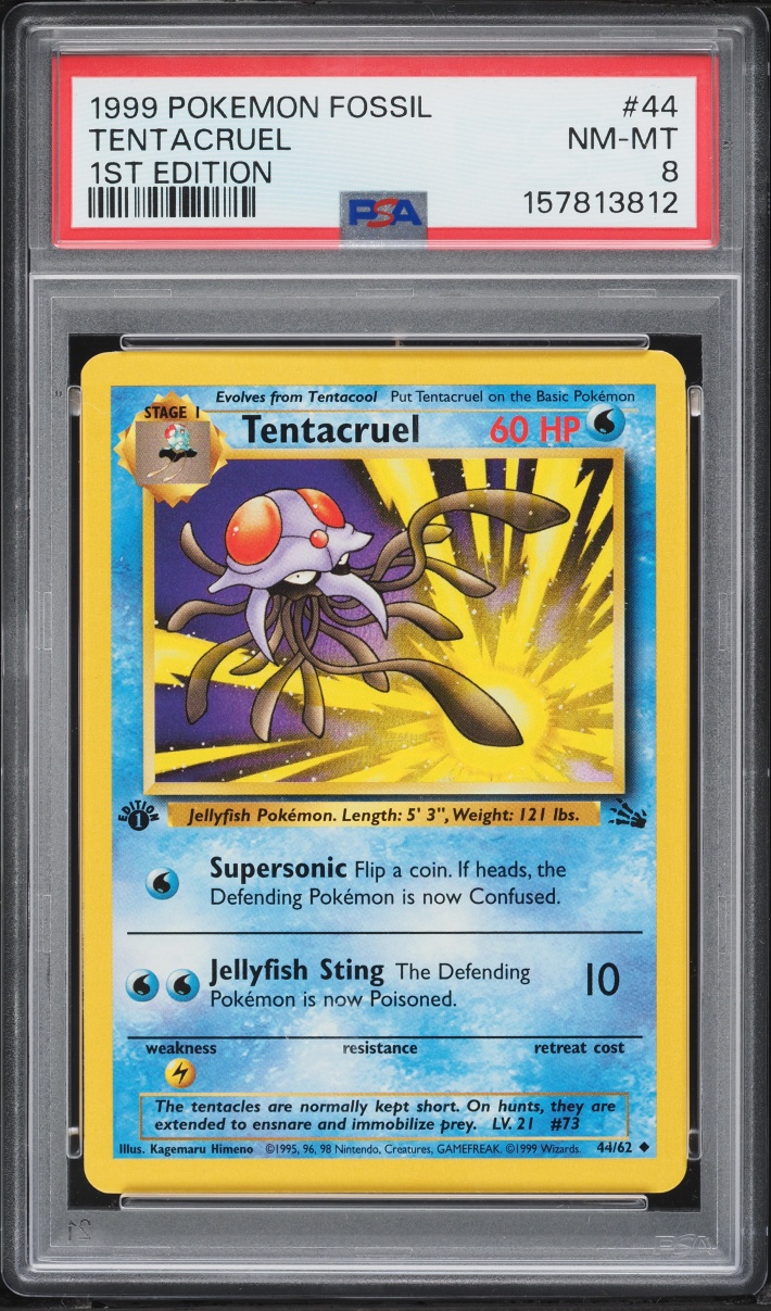 1999 Pokemon Fossil 1st Edition Tentacruel #44 PSA 8 NM-MT