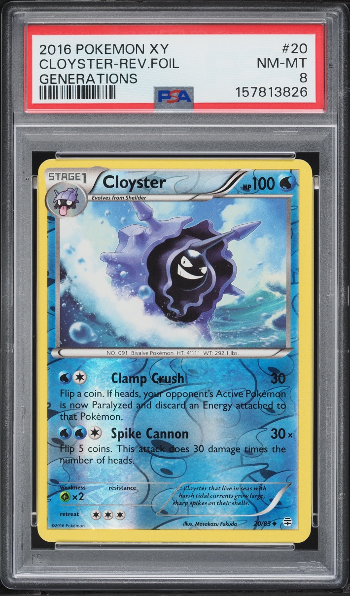 2016 Pokemon XY Generations Reverse Holo Cloyster #20 PSA 8 NM-MT
