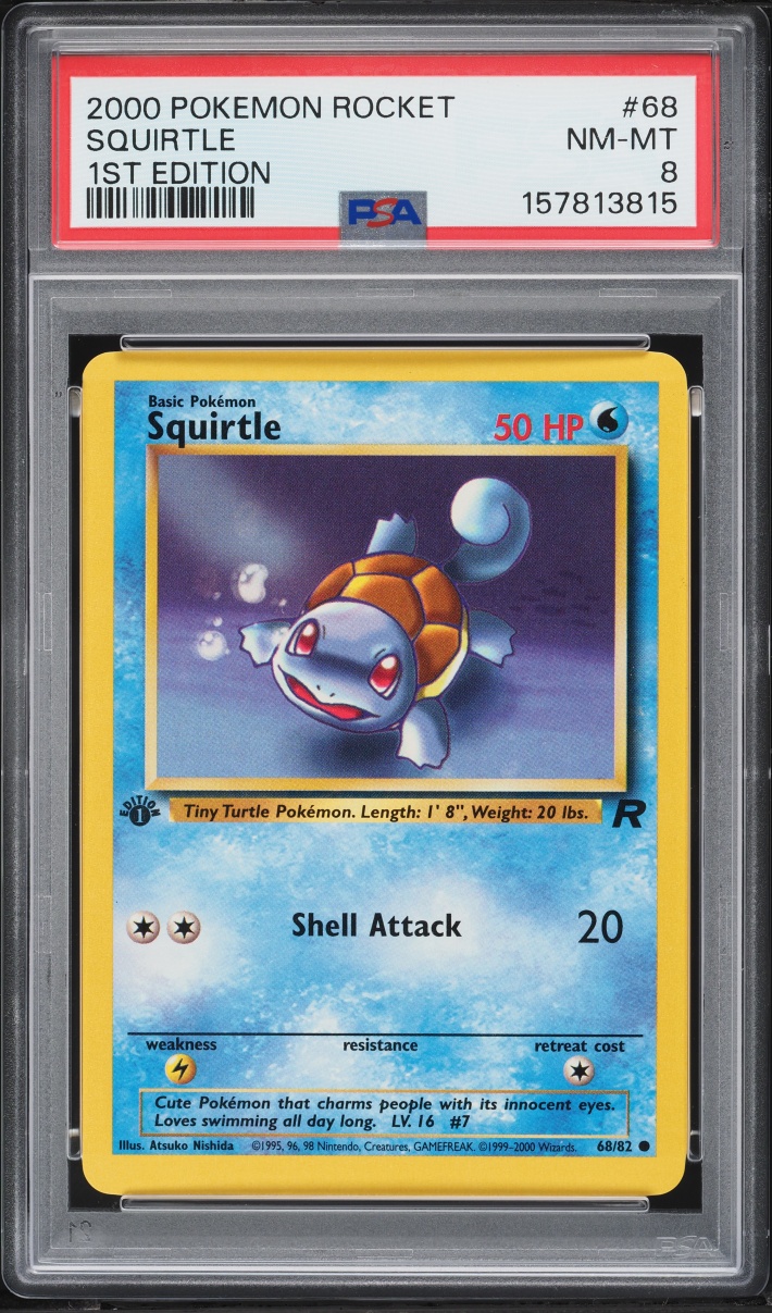 2000 Pokemon Team Rocket 1st Edition Squirtle #68 PSA 8 NM-MT