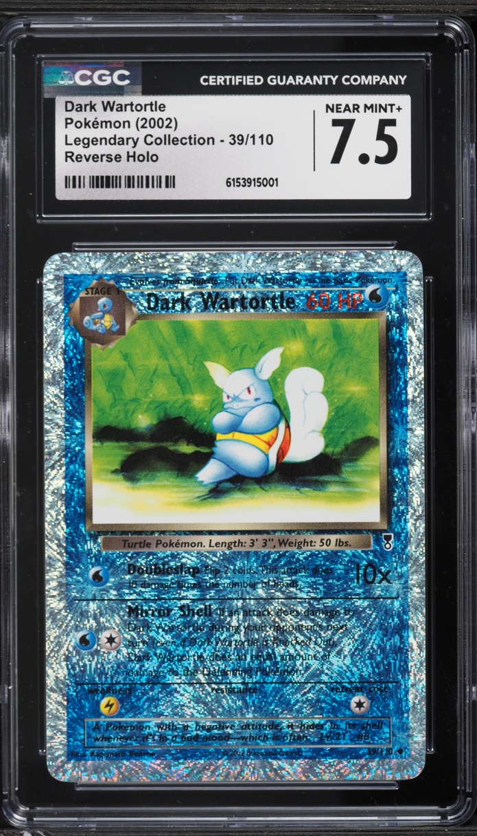 2002 Pokemon Legendary Collection Reverse Holo Dark Wartortle #39 CGC 7.5 NRMT+