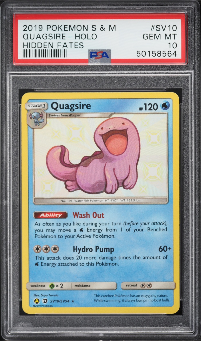 2019 Pokemon Sun & Moon Hidden Fates Shiny Vault Holo Quagsire #SV10 PSA 10 GEM MINT