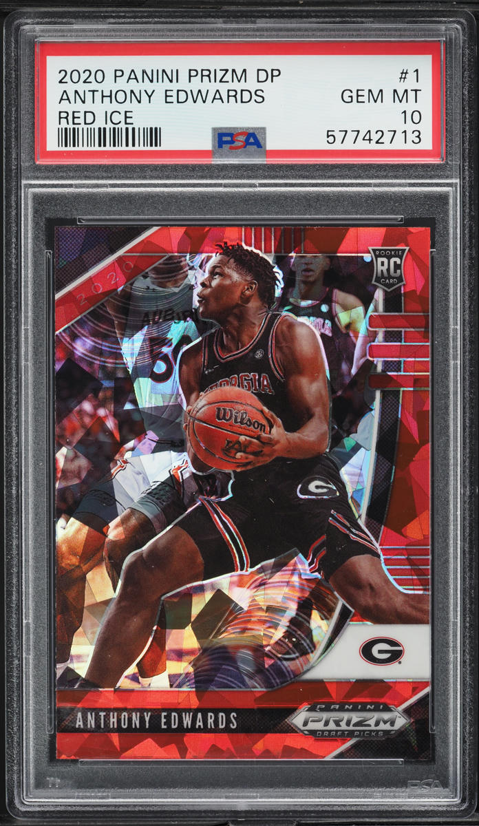 2020 Panini Prizm Draft Picks Red Ice Anthony Edwards ROOKIE #1 PSA 10 GEM MINT