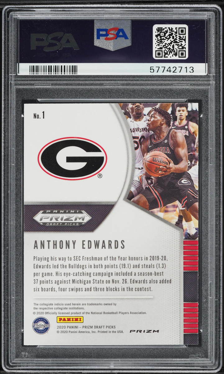 2020 Panini Prizm Draft Picks Red Ice Anthony Edwards ROOKIE #1 PSA 10 GEM MINT