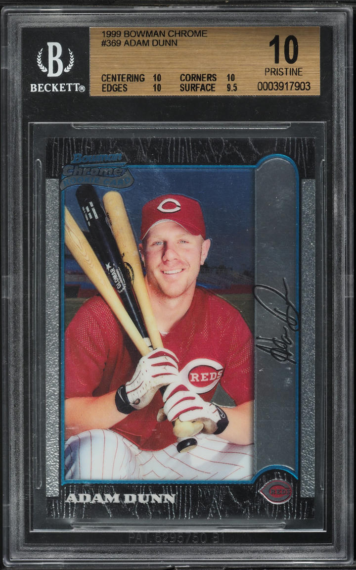 1999 Bowman Chrome Adam Dunn ROOKIE #369 BGS 10 PRISTINE