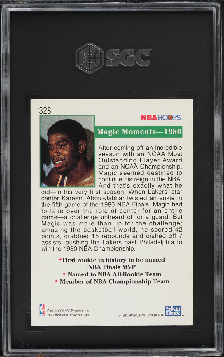 1992 Hoops Magic Johnson #328 SGC 5 EX