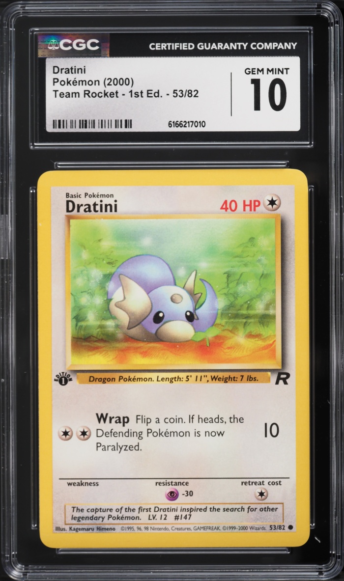 2000 Pokemon Team Rocket 1st Edition Dratini #53 CGC 10 GEM MINT