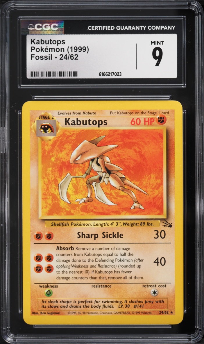 1999 Pokemon Fossil Kabutops #24 CGC 9 MINT