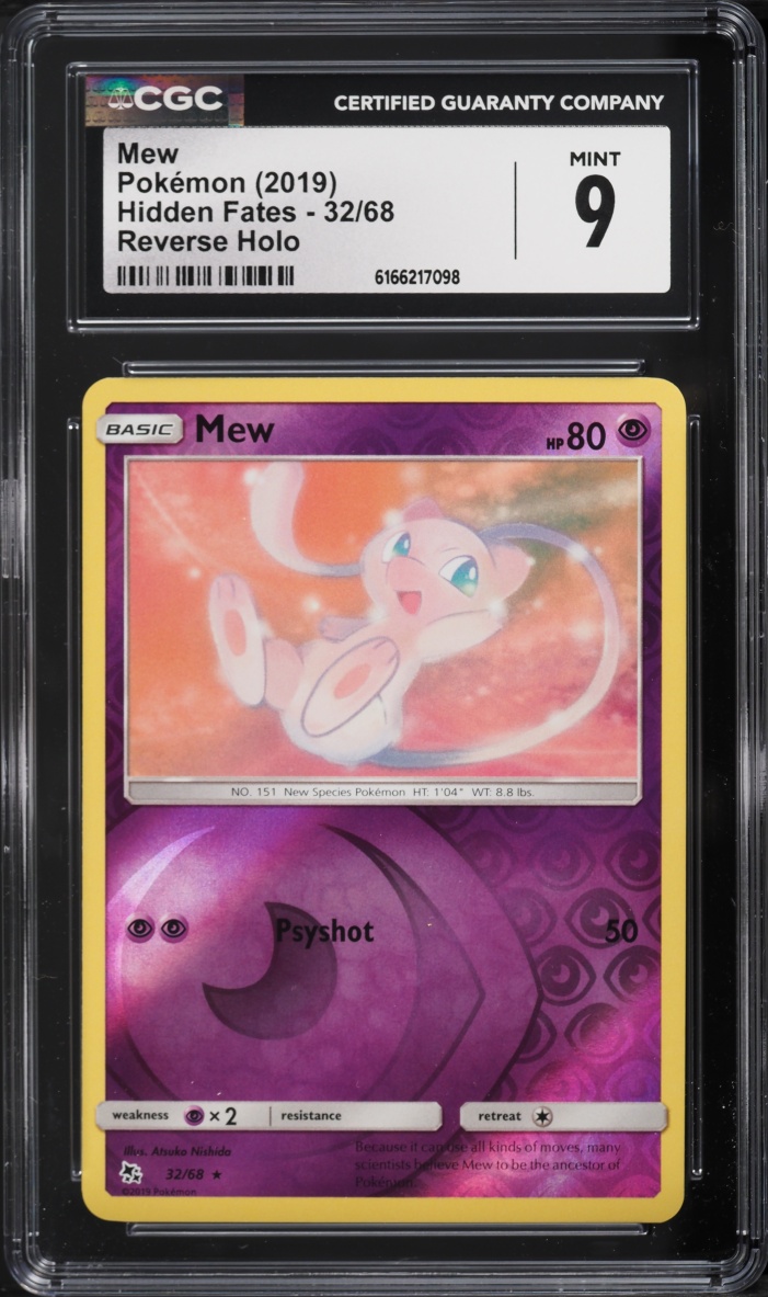 2019 Pokemon Sun & Moon Hidden Fates Reverse Holo Mew #32 CGC 9 MINT