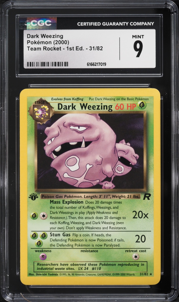 2000 Pokemon Team Rocket 1st Edition Dark Weezing #31 CGC 9 MINT