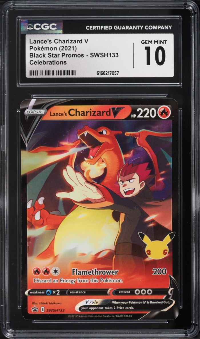 2021 Pokemon Sword & Shield Promo Celebrations Lance's Charizard V #SWSH133 CGC 10 GEM MINT