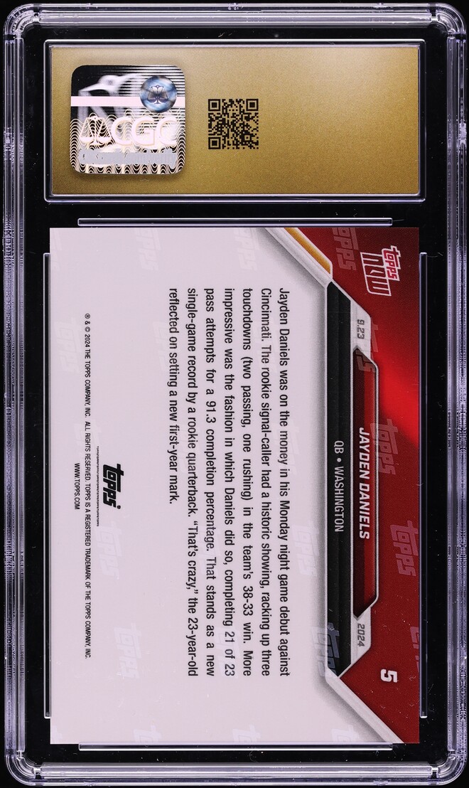 2024 Topps Now Jayden Daniels ROOKIE #5 CGC 10 PRISTINE