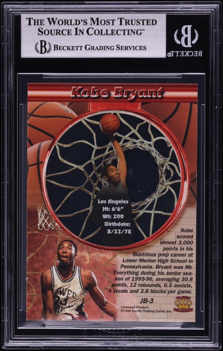 1996 Pacific Power Prisms Jump Ball Kobe Bryant ROOKIE #JB-3 BGS 9 MINT