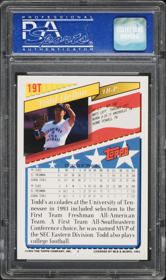 1993 Topps Traded Todd Helton ROOKIE #19T PSA 9 MINT