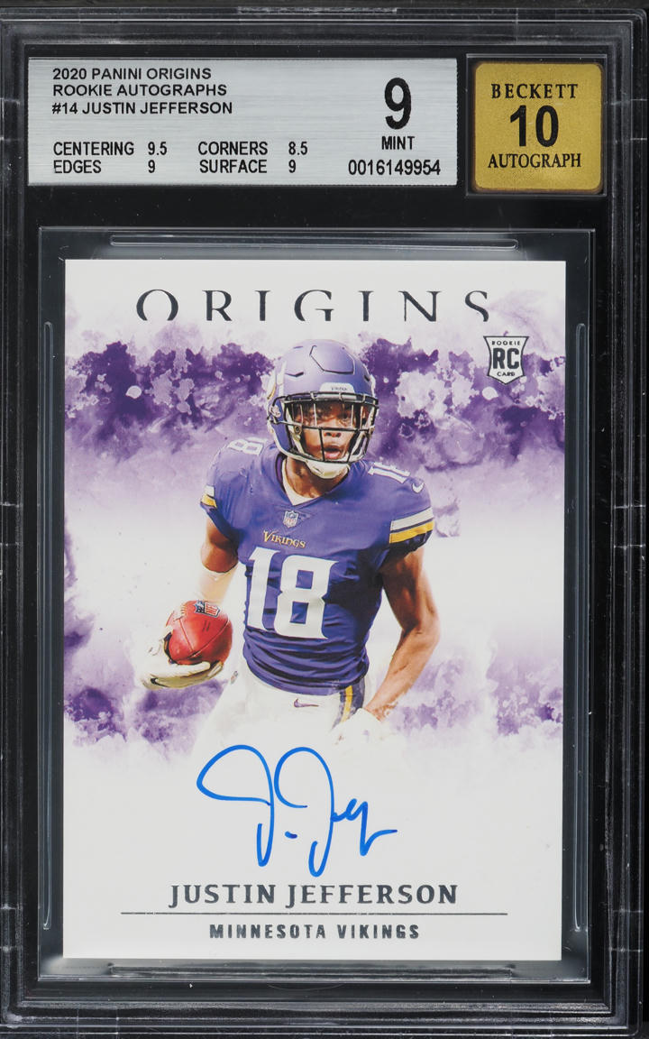 2020 Panini Origins Justin Jefferson ROOKIE AUTO #RA-JE BGS 9 MINT on ...