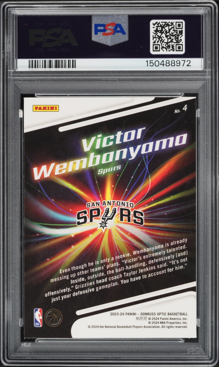 2023 Donruss Optic Lights Out Victor Wembanyama ROOKIE #4 PSA 10 GEM MINT