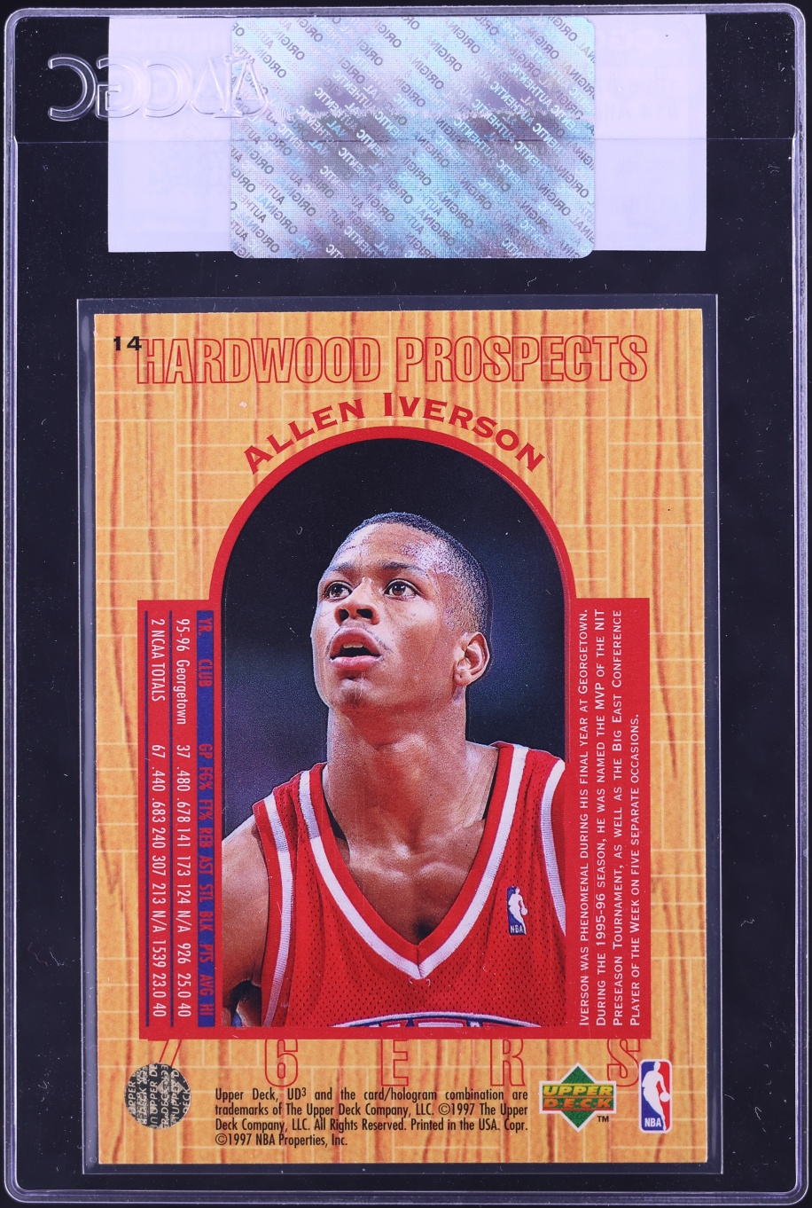 1996 Upper Deck UD3 Allen Iverson #14 CGC AUTH