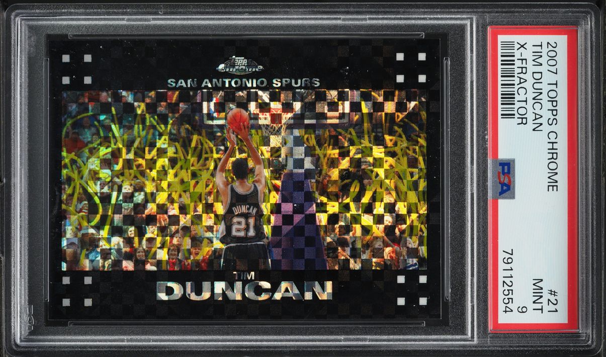 2007 Topps Chrome Xfractor Tim Duncan /50 #21 PSA 9 MINT - Photo 1