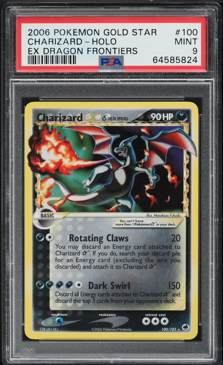 2006 Pokemon EX Dragon Frontiers Holo Charizard Gold Star #100 PSA 9 MINT