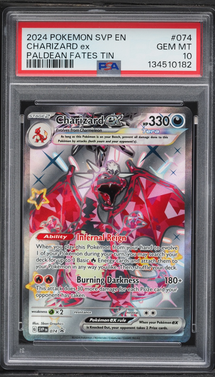 2024 Pokemon SV Promo Paldean Fates Tin Full Art Charizard EX #74 PSA 10 GEM MINT