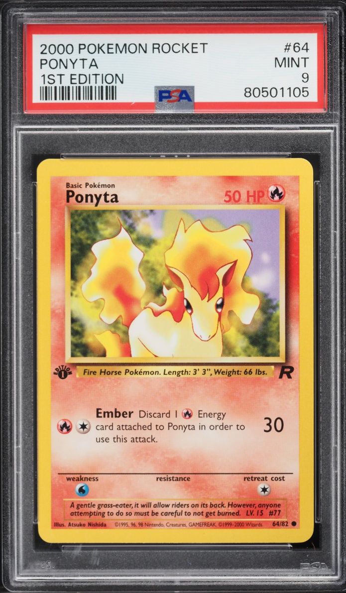 2000 Pokemon Team Rocket 1st Edition Ponyta #64 PSA 9 MINT