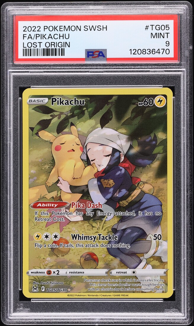 2022 Pokemon Sword & Shield Lost Origin Full Art Pikachu #TG05 PSA 9 MINT