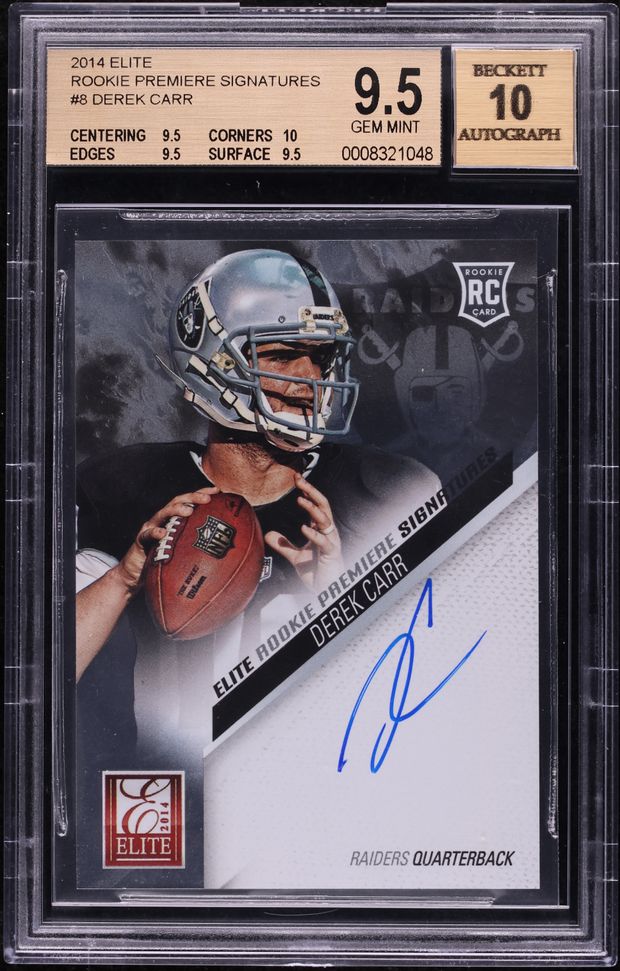 2014 Topps Platinum Xfractor Derek Carr ROOKIE #102 SGC 7 NRMT on