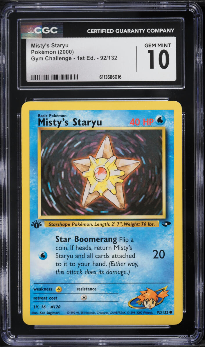2000 Pokemon Gym Challenge 1st Edition Misty's Staryu #92 CGC 10 GEM MINT