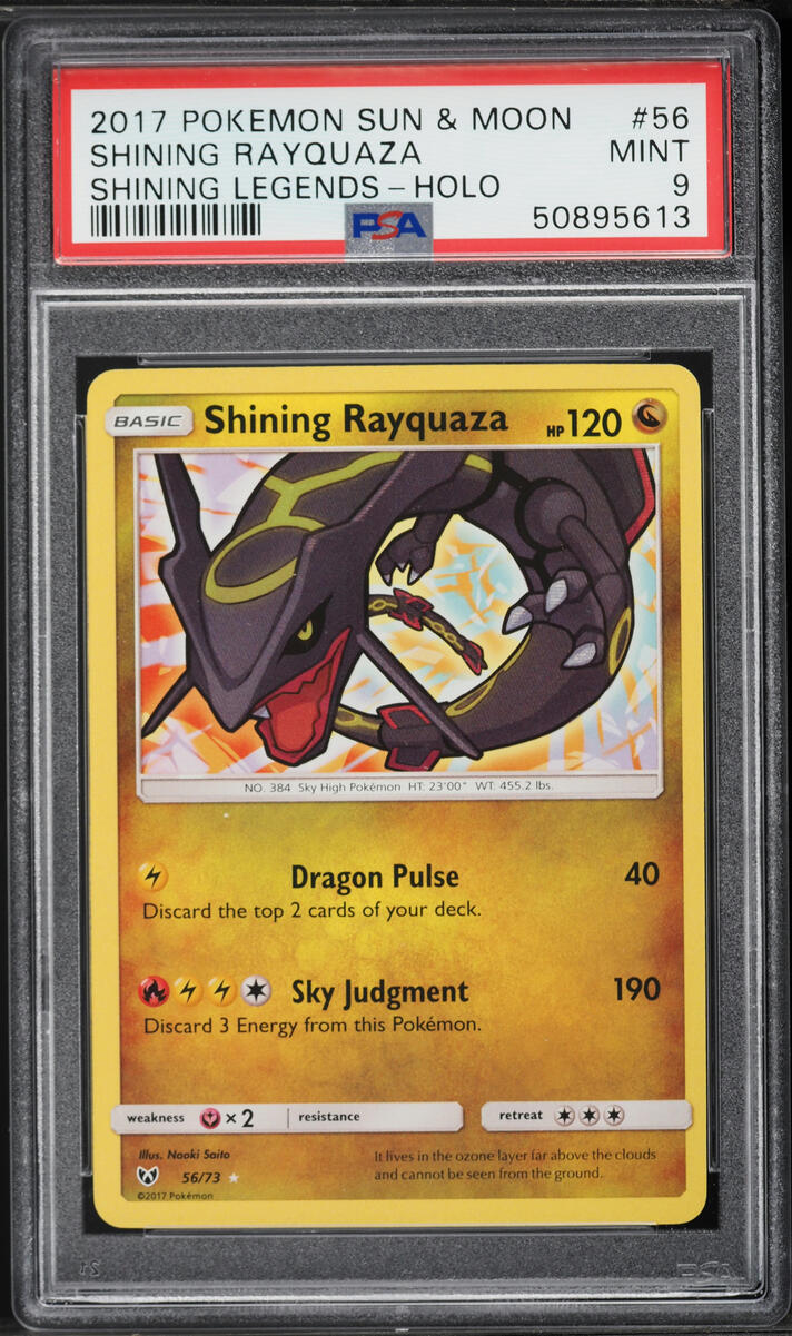 2017 Pokemon Sun & Moon Shining Legends Holo Shining Rayquaza #56 PSA 9 MINT