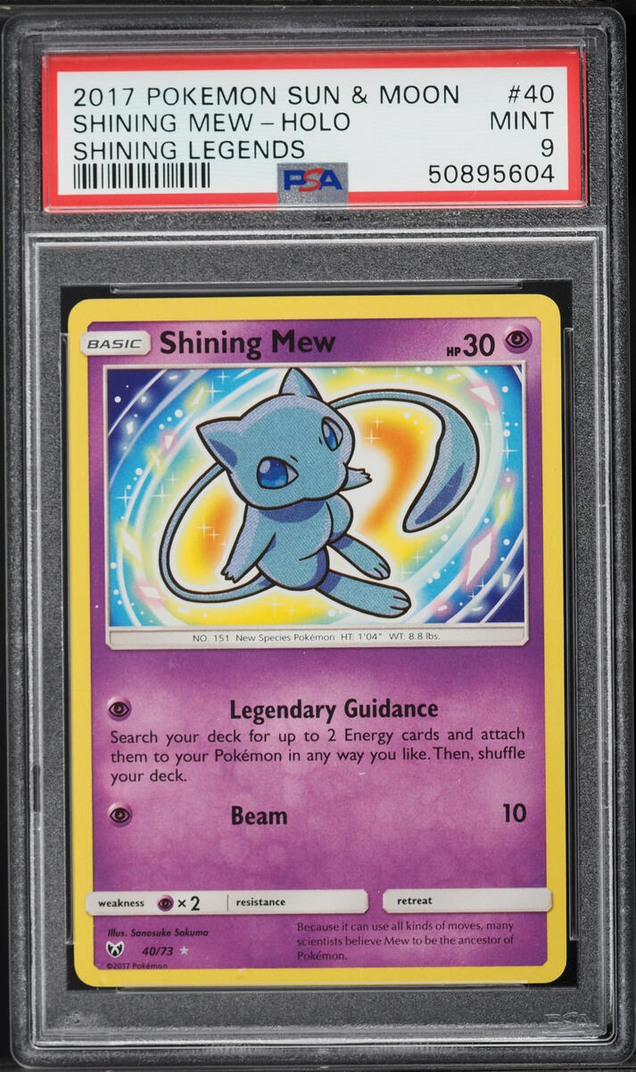 2017 Pokemon Sun & Moon Legends Holo Shining Mew #40 PSA 9 MINT