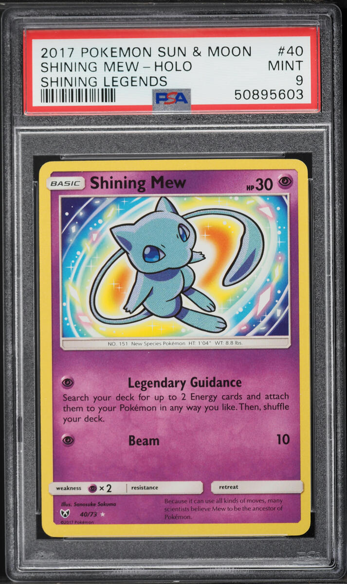 2017 Pokemon Sun & Moon Shining Legends Holo Shining Mew #40 PSA 9 MINT