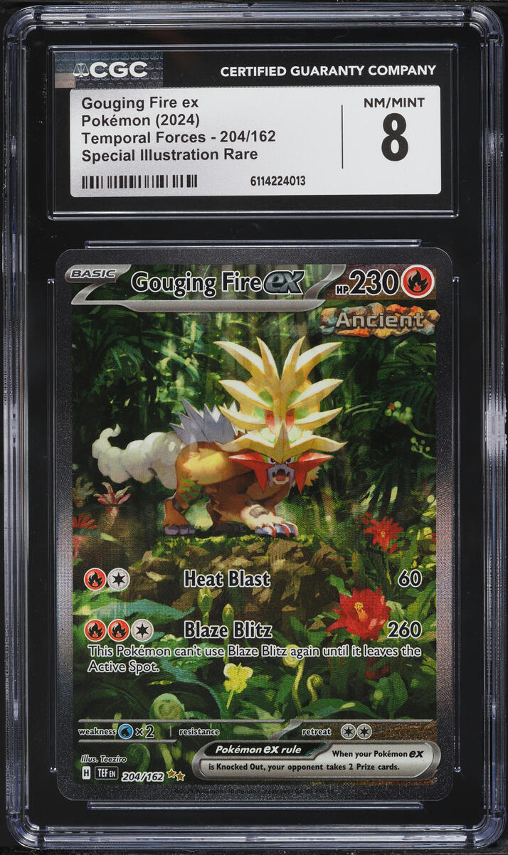2024 Pokemon Scarlet & Violet Temporal Forces SIR Gouging Fire EX #204 CGC 8 NM-MT