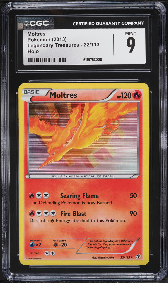 2013 Pokemon Black & White Legendary Treasures Holo Moltres #22 CGC 9 MINT