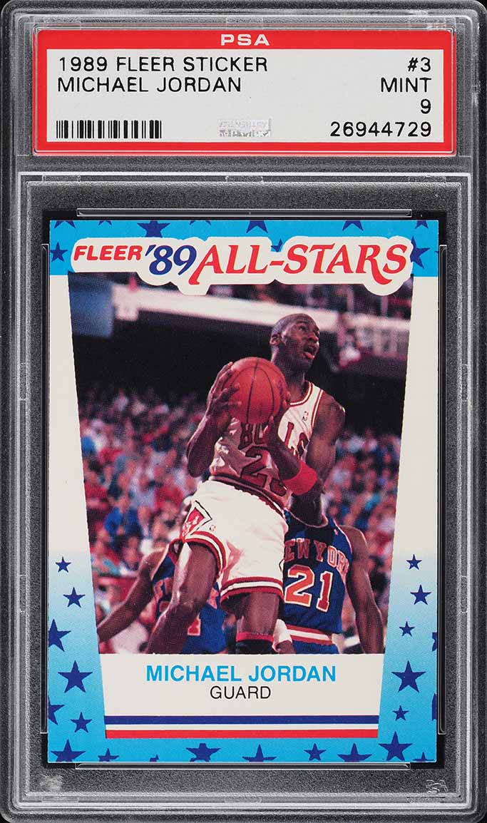 1989 Fleer Sticker Michael Jordan #3 PSA 9 MINT - Photo 1