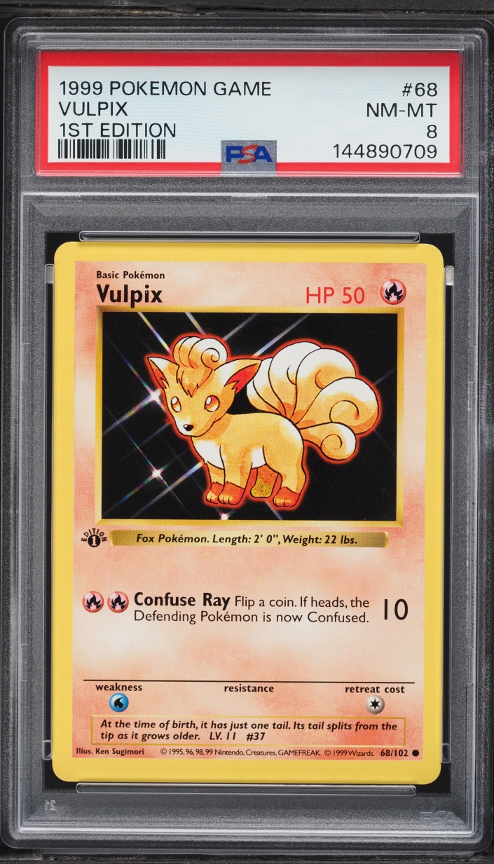 1999 Pokemon Base Set Shadowless 1st Edition Vulpix #68 PSA 8 NM-MT