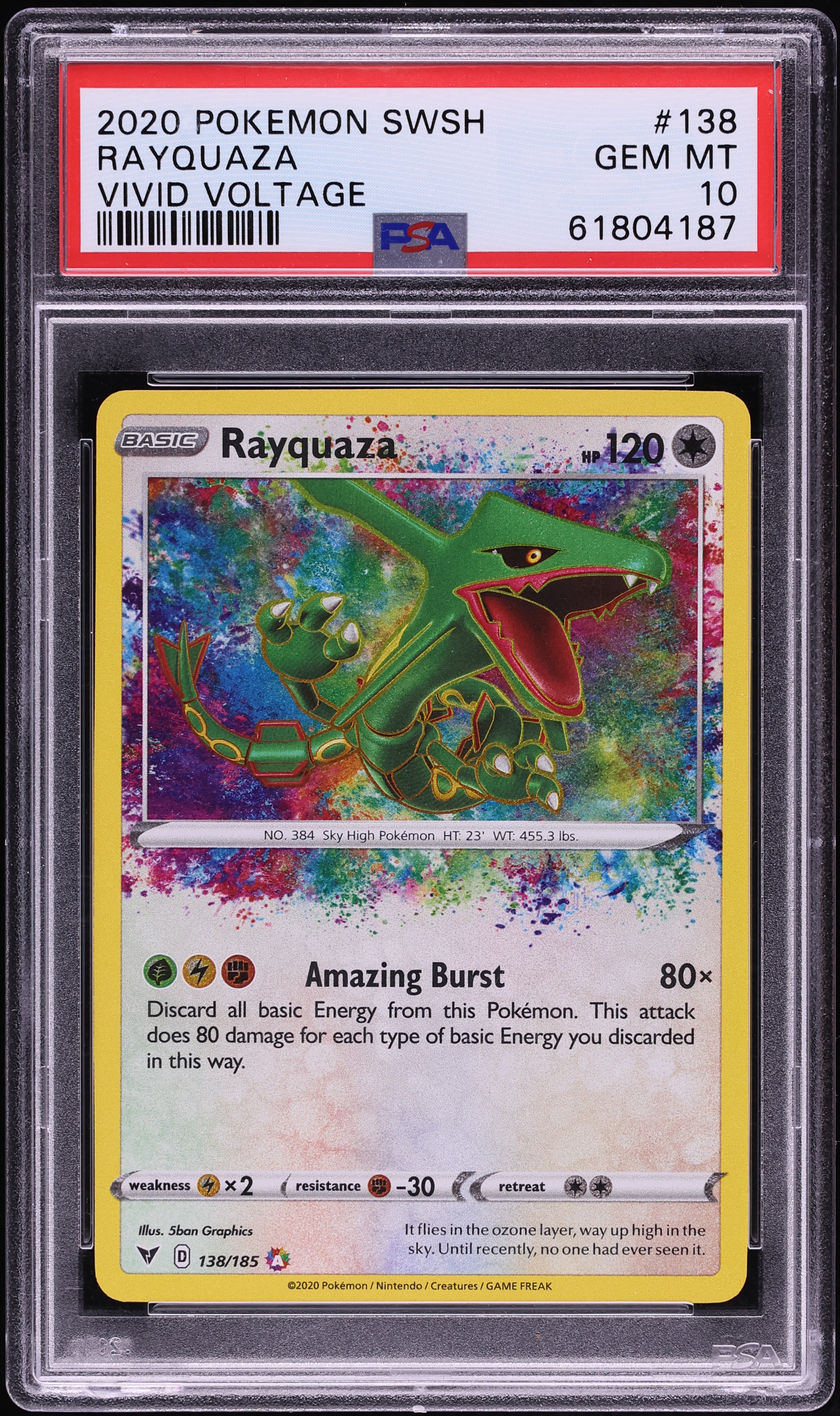 2020 Pokemon Sword & Shield Vivid Voltage Amazing Rare Rayquaza #138 PSA 10 GEM MINT