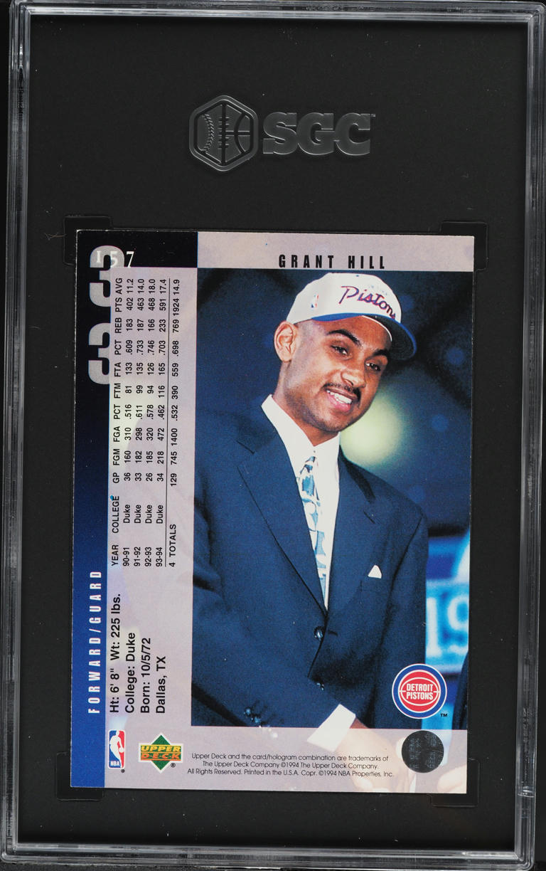 1994 Upper Deck Basketball Grant Hill ROOKIE #157 SGC 8 NM-MT