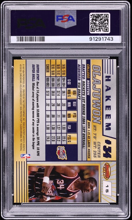 1996 Bowman's Best Hakeem Olajuwon #15 PSA 10 GEM MINT