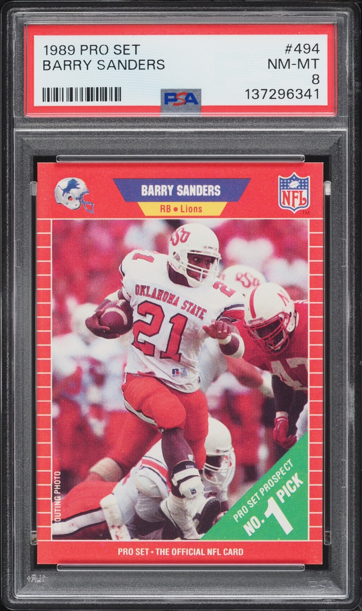 1989 Pro Set Football Barry Sanders ROOKIE #494 PSA 8 NM-MT