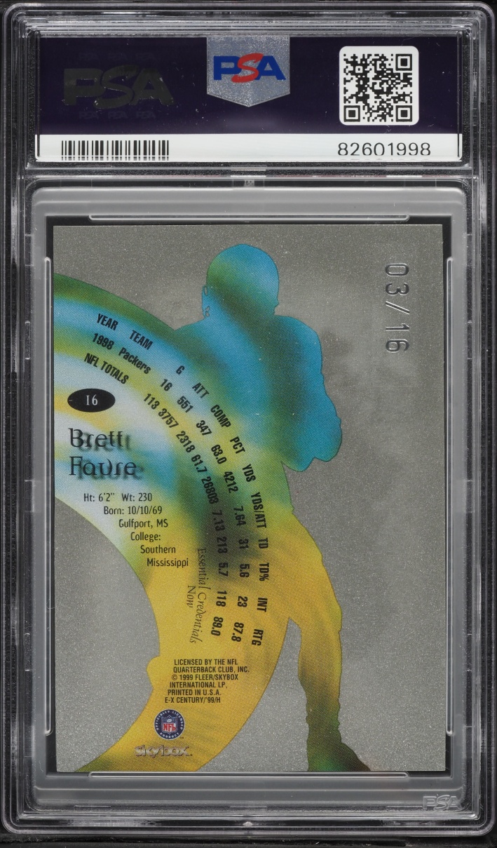 1999 Skybox E-X Century Essential Credentials Now Brett Favre /16 #16 PSA AUTH - Photo 2