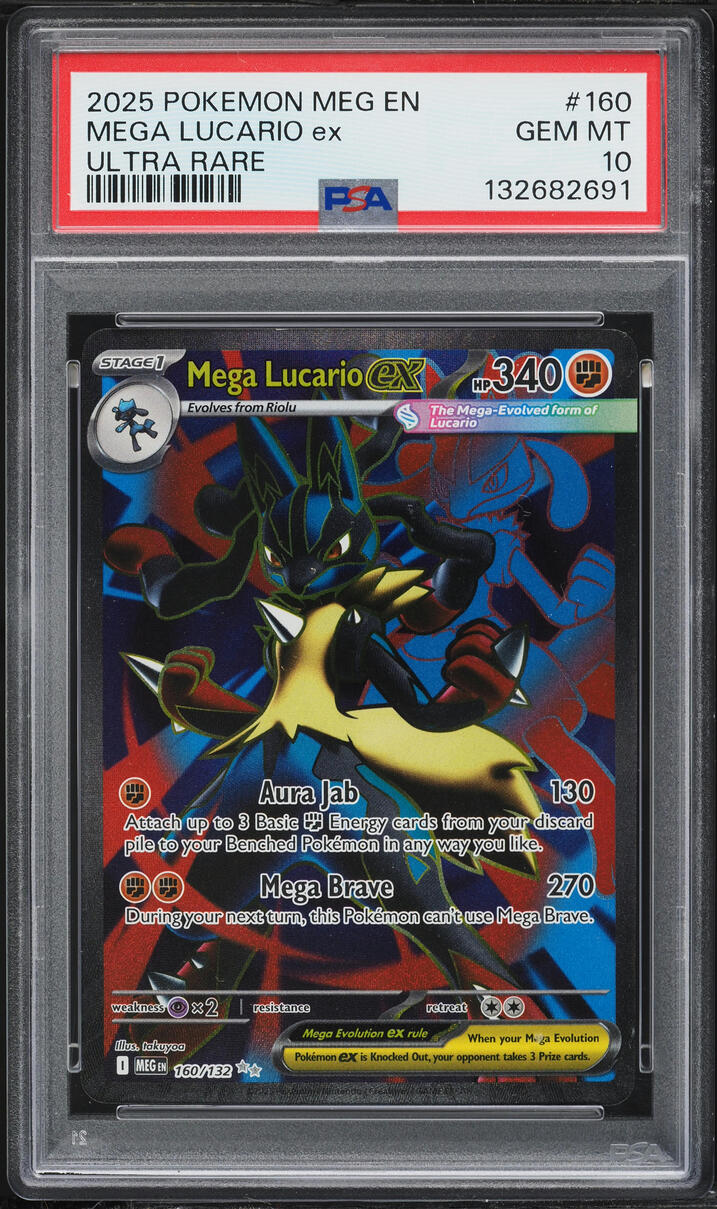 2025 Pokemon Mega Evolution Full Art Mega Lucario EX #160 PSA 10 GEM MINT