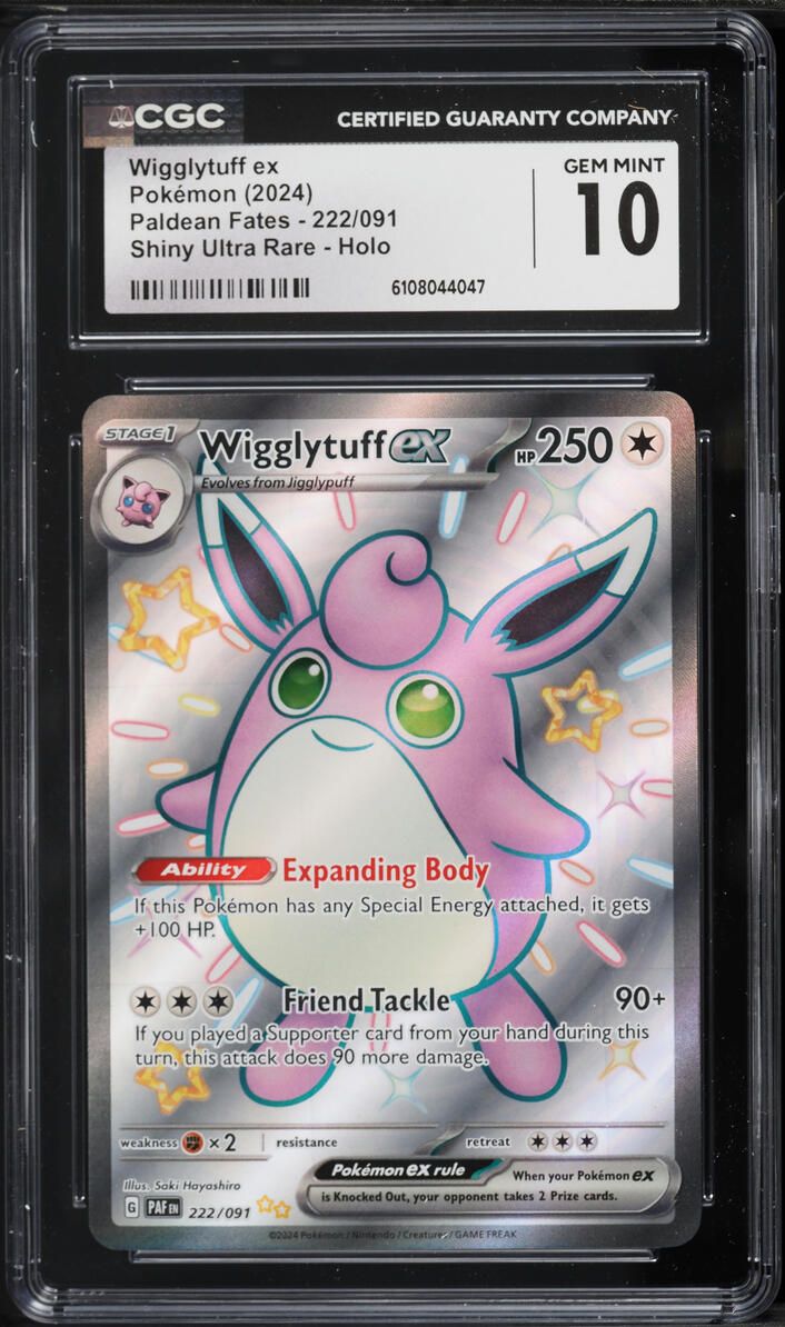 2024 Pokemon Scarlet & Violet Paldean Fates Full Art Shiny Wigglytuff EX #222 CGC 10 GEM MINT