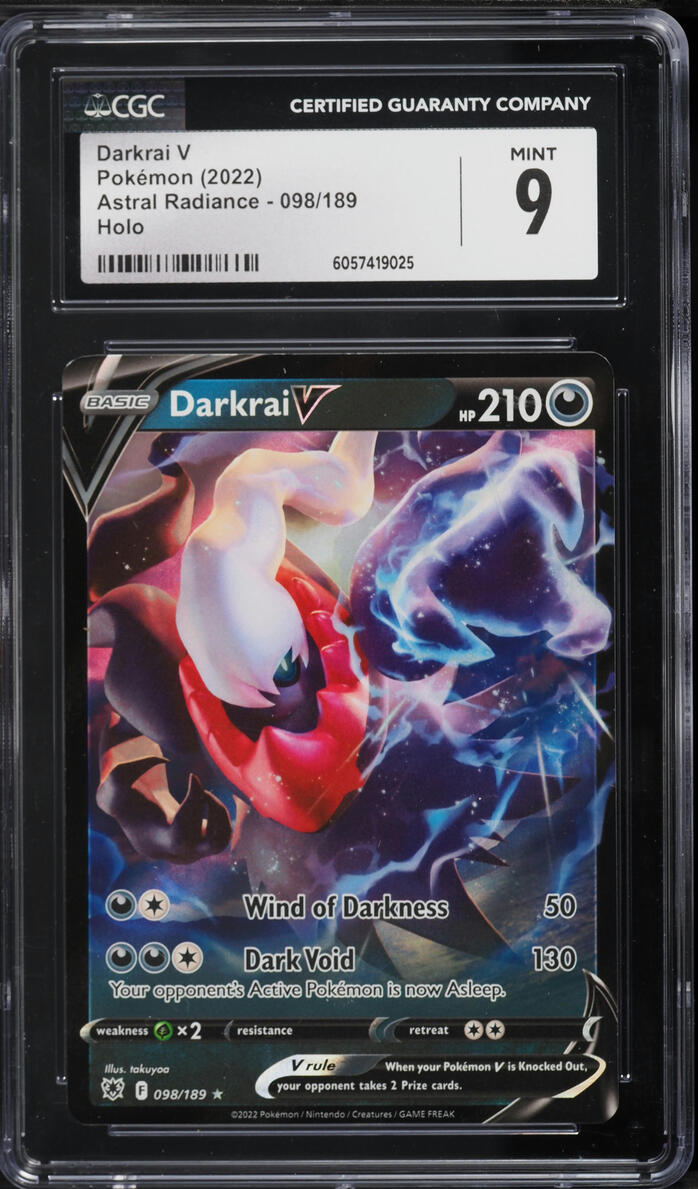 2022 Pokemon Sword & Shield Astral Radiance Full Art Darkrai V #98 CGC 9 MINT